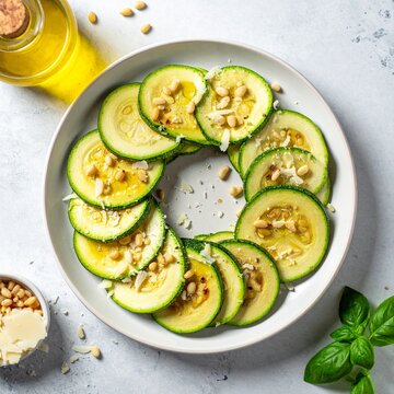 Zucchini-Carpaccio mit Parmesan & Oliven&ouml;l