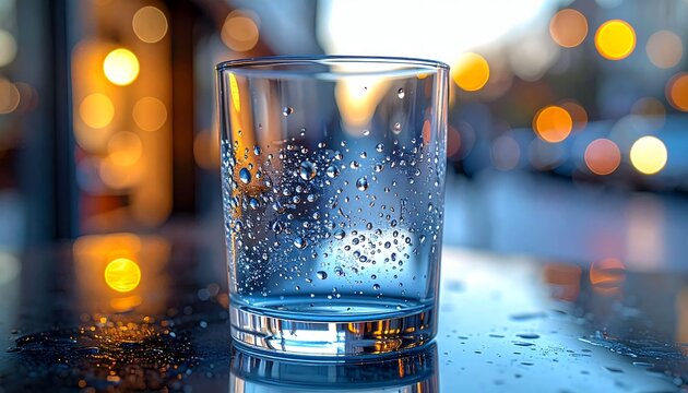 A photorealistic glass material with small trapped air bubbles distributed throughout