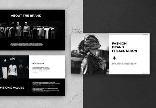Black White Minimal Elegant Fashion Brand Digital Presentation Layout