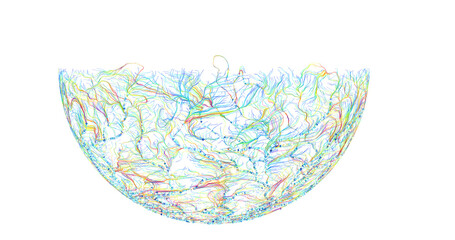 Abstract artwork showing colorful lines forming a bowl-like shape against a clean white b © vegefox.com
