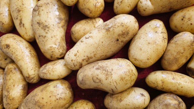 Vertical view of set of potatoes