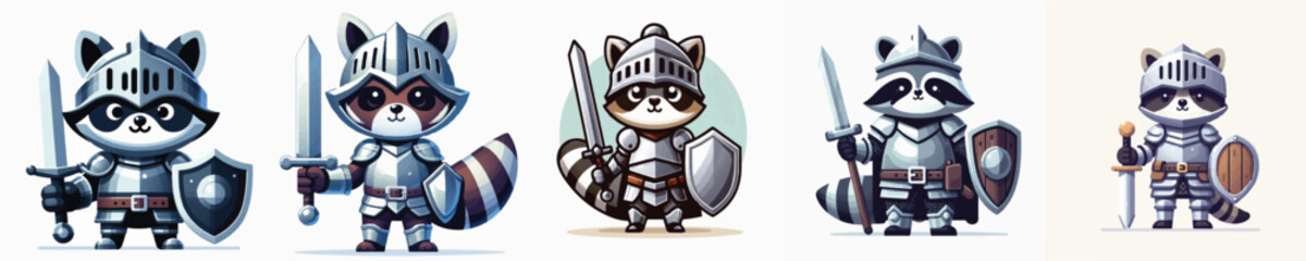 Obraz premium vector of raccoon knight