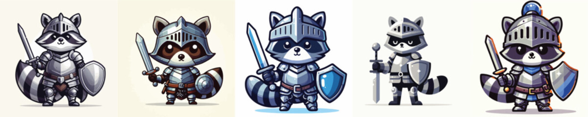 Obraz premium vector of raccoon knight
