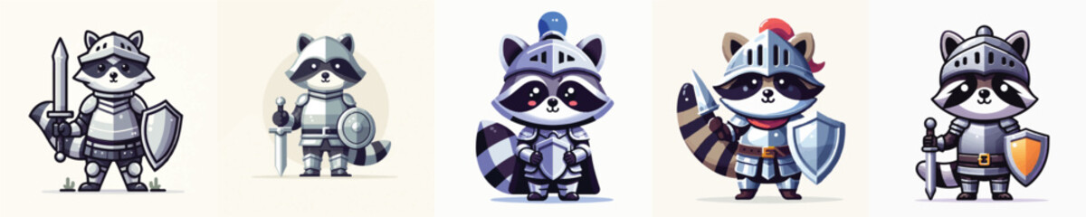 Obraz premium vector of raccoon knight