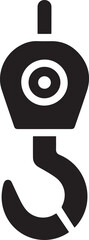 Obraz premium Black and white icon of a video camera on a hook Vector