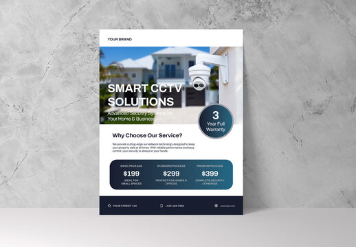 Blue Gray Modern CCTV Security Flyer Layout