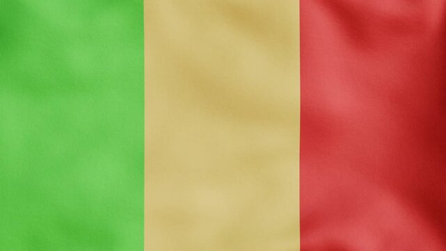 Mali flag waving in wind close up, background 4K video render