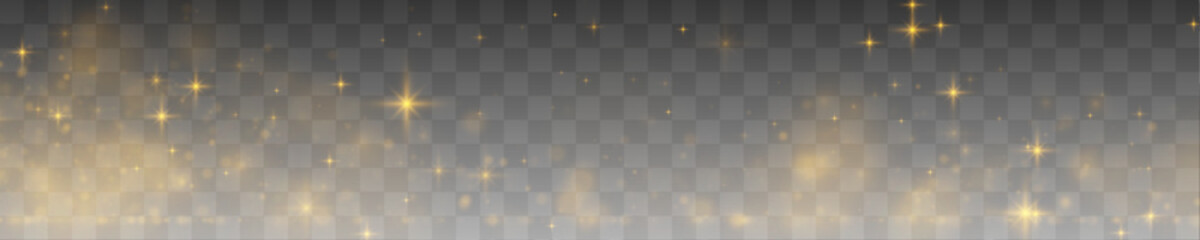 Golden dust particles drifting with radiant sparkles and glowing reflections. Warm shimmer creates magical energy. Perfect design element for visuals. vector © Ole moda
