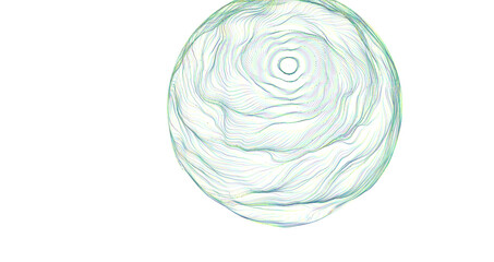 A visually striking abstract sphere composed of numerous fine, colorful lines in a swirling pattern, © vegefox.com