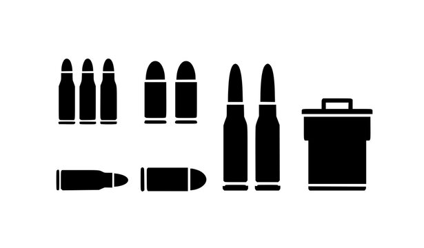 Scandinavian flat design ammunition vector illustration minimalist bullets and military gear box