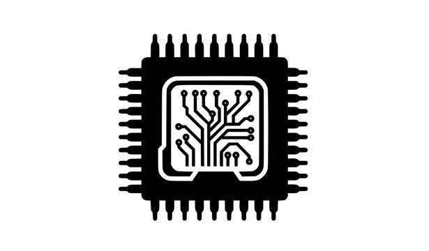 Flat design eco tech microchip vector illustration green circuit tree processor icon