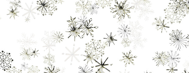 Abstract snowflakes on white background, perfect for winter designs, holiday greetings, and seasonal © vegefox.com