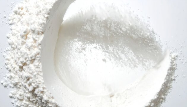 Close-up of a pile of white powder, possibly flour or cosmetic powder.