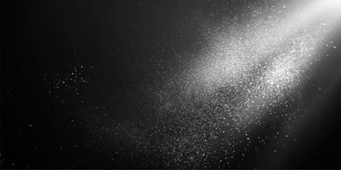 An abstract dark blue and black and white background featuring a cosmic starfield of bright stars and nebula dust across a deep night sky universe texture © MDNUR