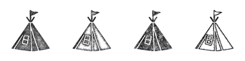 Sketch kids play tent icon design set © David Zydd