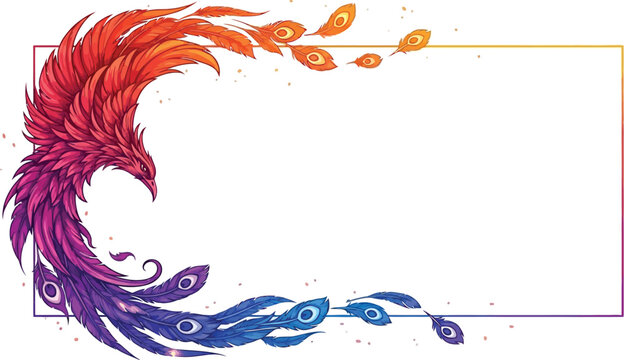 vibrant phoenix feather illustration with abstract flowing design elements