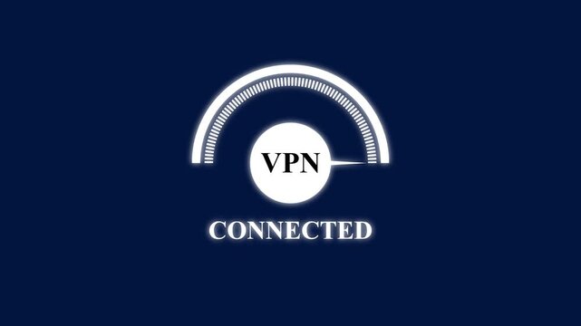 Vpn meter animation on blue background. Vpn meter digital speed and privacy. Vpn meter technology interface graphic on black background for security.