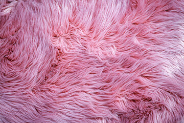 Fototapeta premium Soft pink fur texture on a fabric surface in a well-lit room