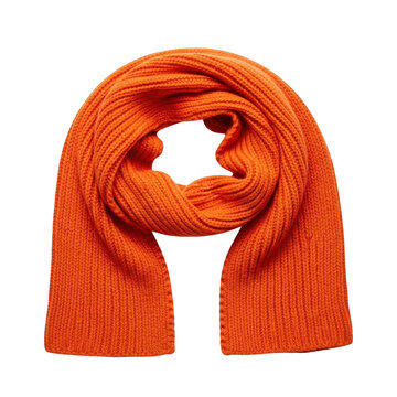 Chunky knit orange scarf wrapped in a loose loop style