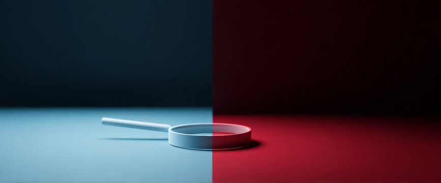 Magnifying glass on split color background