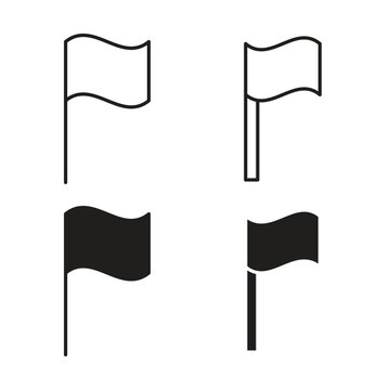 Flag icon vector logo set flat and stroke lines