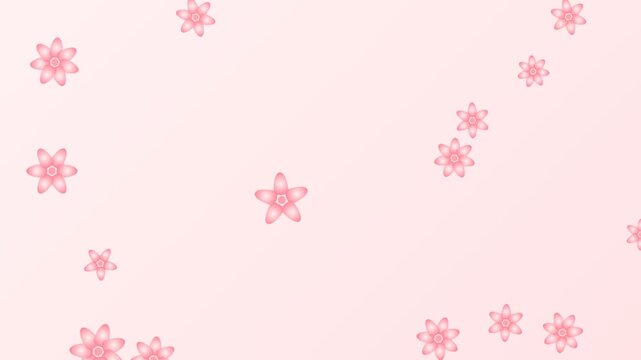 Animated Pink Flowers Falling Slowly on Soft Light Pink Gradient Background with Copy Space