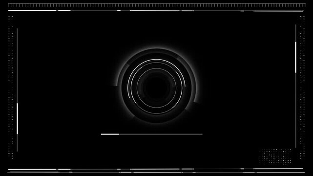 Digital circular HUD interface screen glowing rings, border marks, tech futuristic dashboard style. cyber videos, sci fi intros, surveillance displays, software demos, data screens, security promos