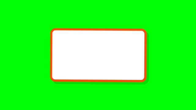 Blank White Rectangle with Red Border and Drop Shadow Animating on Green Screen Chroma Key