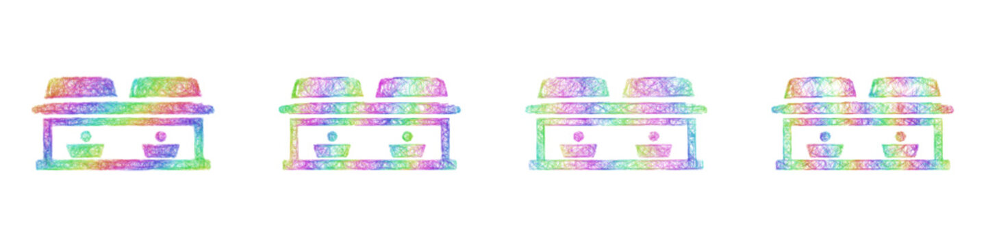 Colorful sketch food warmer icon design set