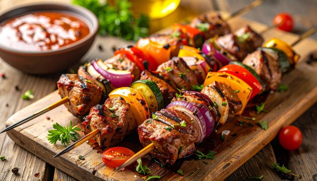 Souvlaki Spie&szlig;e griechische K&uuml;che rustikal