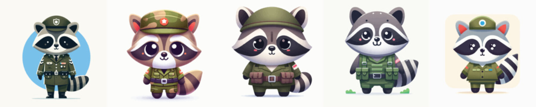 vector of raccoon soldier