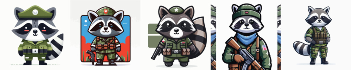 Obraz premium vector of raccoon soldier