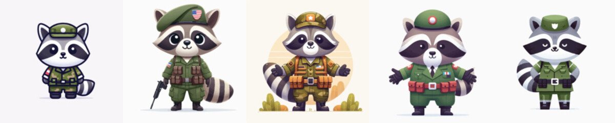 Obraz premium vector of raccoon soldier