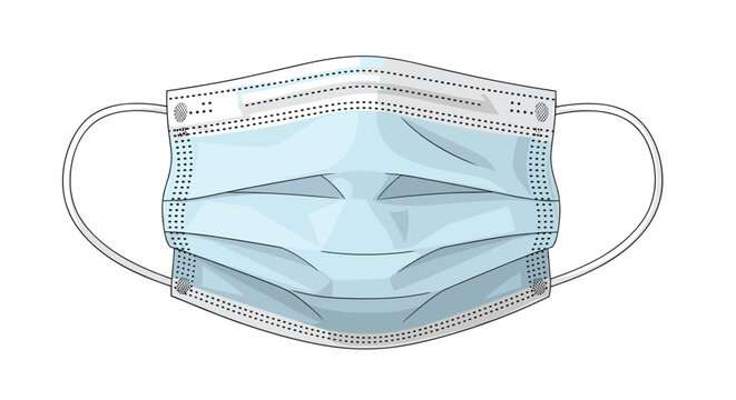 Protective surgical face mask in light blue color with elastic ear loops for hygiene, medical safety, and preventing spread of germs.
