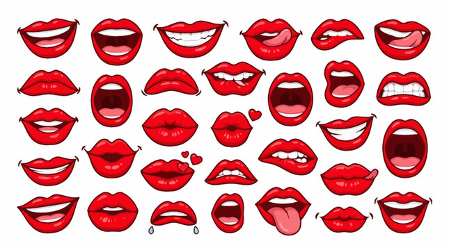 A comprehensive collection of expressive lip illustrations, showcasing diverse shapes and emotions for creative projects and design inspiration