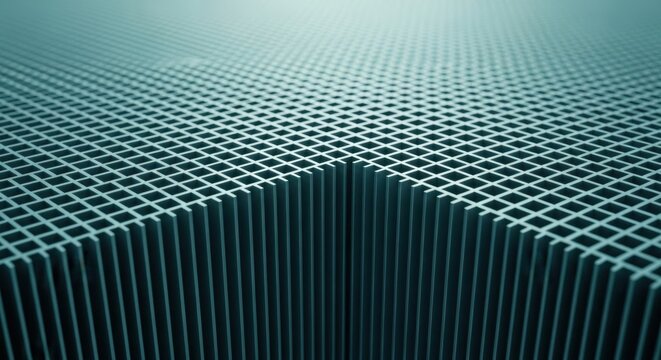 Close-up of a repeating geometric grid pattern creating a futuristic textured surface with depth