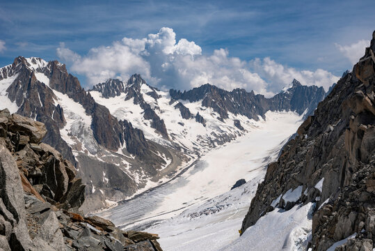 The Argenti&egrave;re Glacier is a glacier in the French Alps. It is one of the larger glaciers within the Mont Blanc massif, and is situated above the village of Argenti&egrave;re, Chamonix, France