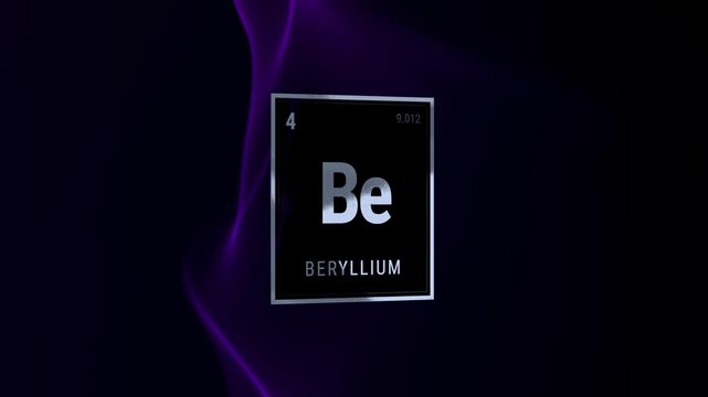 Beryllium Element Symbol Be on Dark Purple Background
