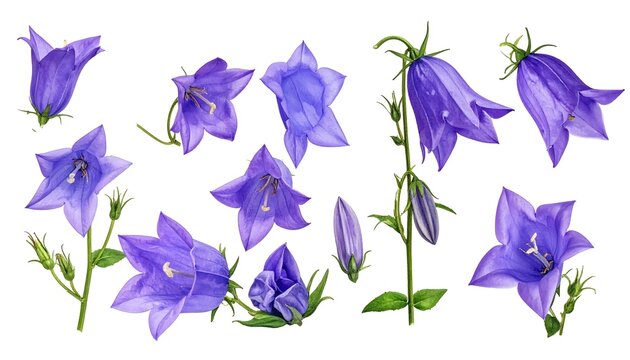 Campanula Flowers Isolated.