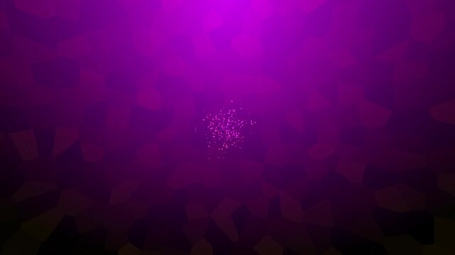 Abstract Dark Purple Geometric Background with Glowing Magic Particles