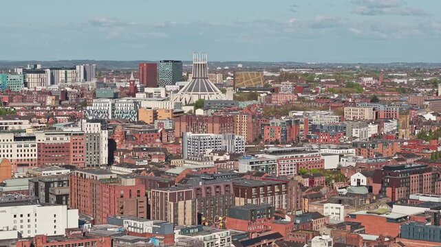 Aerial skyline view of Liverpool Knowledge Quarter, Merseyside, England