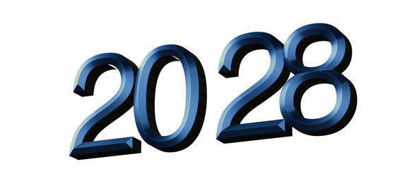 Bold metallic 3D numbers forming the year 2028, perfect for future concepts, celebrations, and new b © vegefox.com