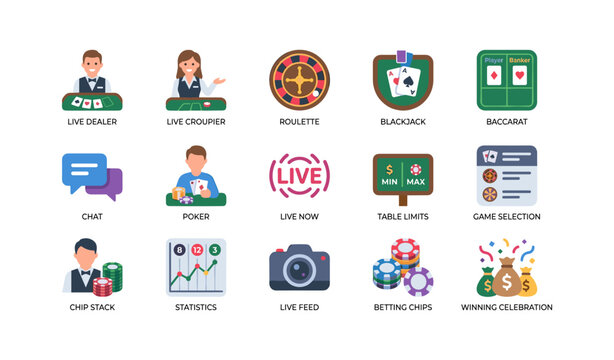 Casino and live gaming icons displayed in a grid layout