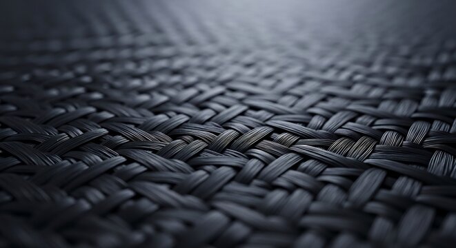Close-up Macro Shot of Dark Woven Fabric Texture.