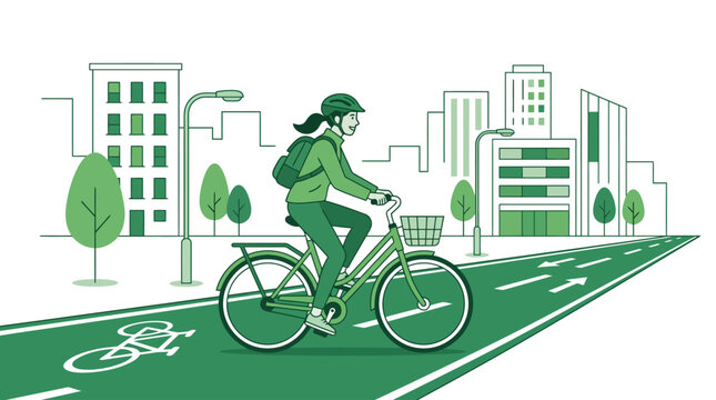 Urban Cycling Green Commute City Transport Vector