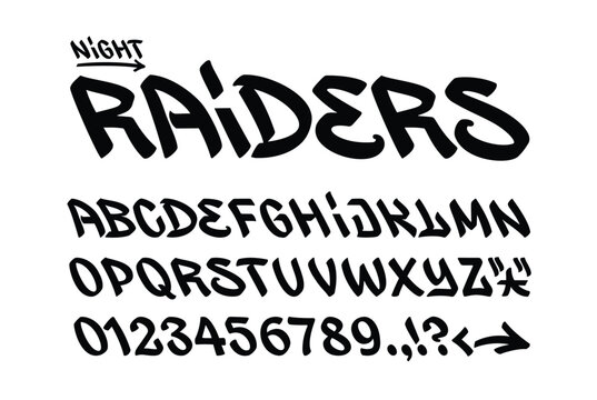 Night Raiders Graffiti Font Alphabet Set &ndash; Urban Handwritten Street Typography