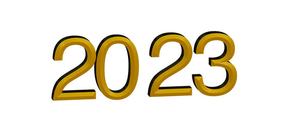 Happy New Year 2023 design, gold numbers isolated on a white background, perfect for greetings and i © vegefox.com