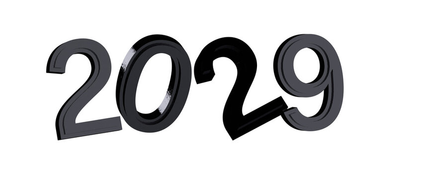 Bold numbers 2029 in large font, graphic design, isolated on white