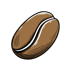 Obraz premium Single Brown Coffee Bean with a Distinctive Crease and Subtle Shading Illustrating Texture and Richness