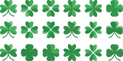 Fototapeta premium collection of green shamrocks vector illustration on white background